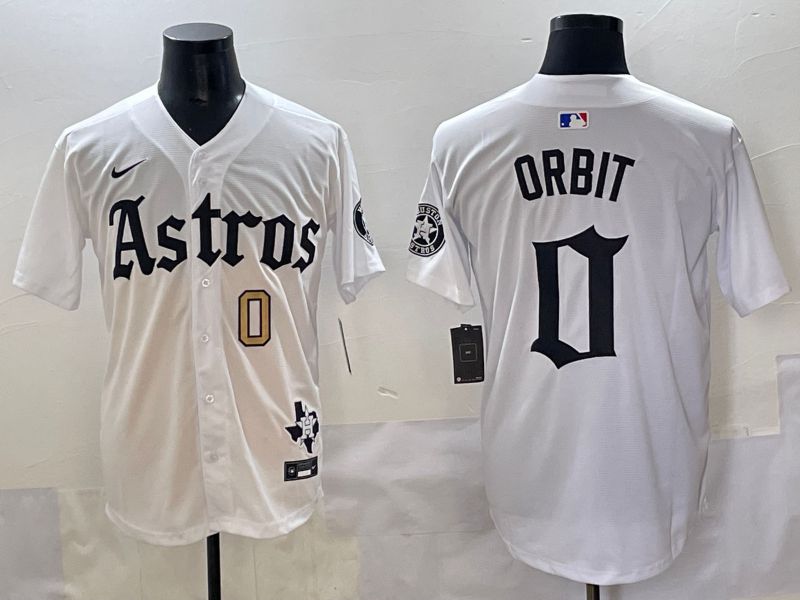 Men 2025 Houston Astros #0 Orbit White Five generations Joint Name Nike MLB Jersey style 4